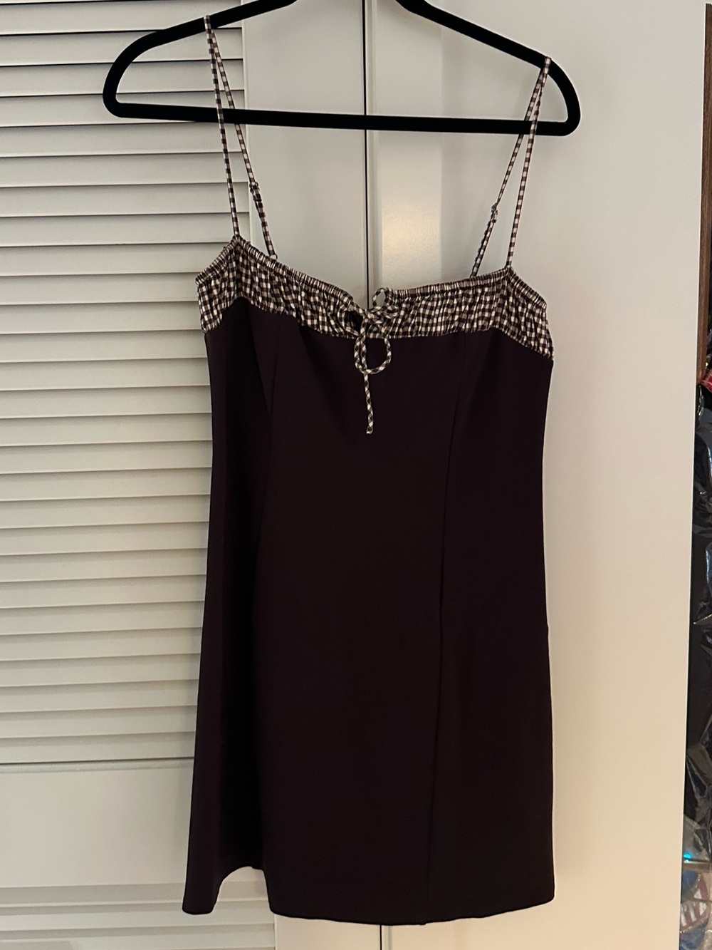 Reformation Sadie Mini Dress in Mole Brown & Gingham
Combo
